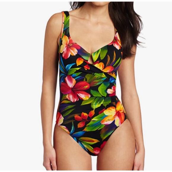 Miraclesuit Other - Miraclesuit It’s A Wrap Floral Print One Piece Swimsuit Size M Medium